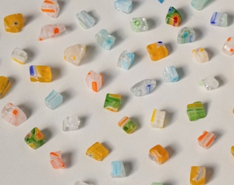 Vintage INS Style Crushed Glass Beads (5g) | Mixed Colour Lampwork Beads for DIY Earrings, Necklace, Jewellery Making, Beading Supplies