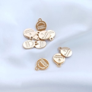 14K Gold Plated Initial Disc Charms (1Pc) | Letter Round Pendant | Tarnish Resistant DIY Bracelet Necklace Jewellery Making Supplies