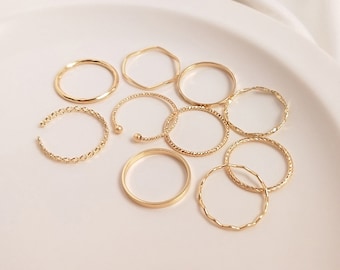 14K Vergoldete Blumen Welle Ins beliebte einfache geschlossene Kreis Ring 1Stk | DIY Zubehör Niedliche Legierung Handgemachte Ohrringe Ring Zubehör | DIY Kit