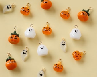 Kawaii Pumpkin & Ghost Charms (1Pc) | Halloween Earrings Pendants | Japanese Style DIY Jewelry Making Supplies