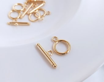 14K Gold Plated OT Toggle Clasp Set (1 Pc) | Tarnish Resistant Necklace Bracelet Closure | DIY Jewelry Making Findings