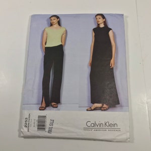 Vogue 2253 Calvin Klein American Designer Misses' / Misses' Petite Dress, Top & Pants Size 8-10-12 UNCUT Pattern