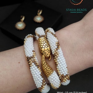 White snake necklace with beaded earrings