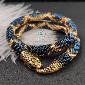 Snake necklace Snake bracelet Beaded viper necklace Serpent necklace Snake choker Snake Lovers Gift image 7