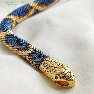 Snake necklace Snake bracelet Beaded viper necklace Serpent necklace Snake choker Snake Lovers Gift image 4