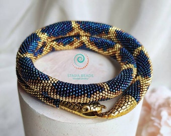 Snake necklace Snake bracelet Beaded viper necklace Serpent necklace Snake choker Snake Lover Gift