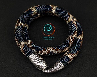 Snake necklace Beaded viper necklace Serpent necklace Snake choker Snake Lovers Gift
