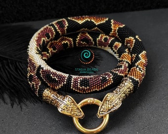 Ball Python Halskette Brown Schlange Halskette Bead Schlange Halskette Serpent Halskette Schwarze Python-Halskette