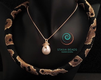 Beaded Ball Python Necklace, Beaded Snake Choker