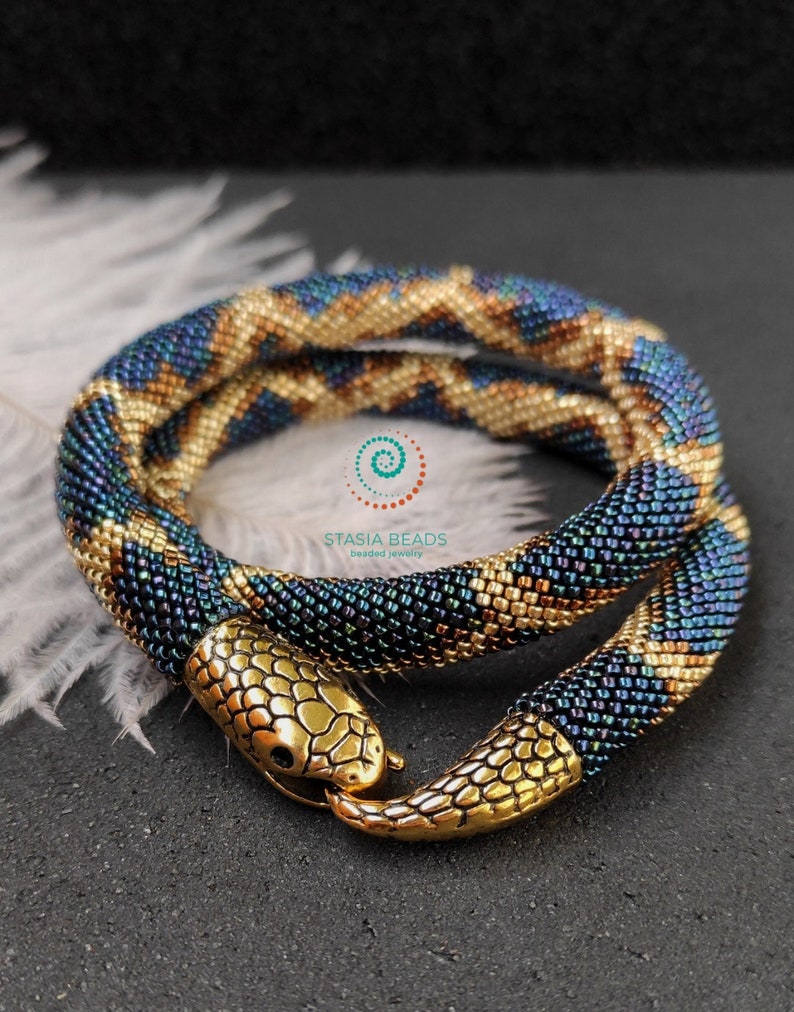 Snake necklace Snake bracelet Beaded viper necklace Serpent necklace Snake choker Snake Lovers Gift image 7