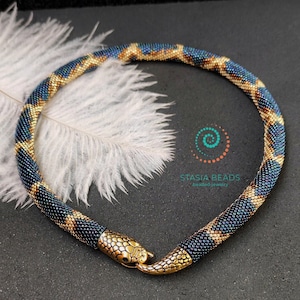 Snake necklace Snake bracelet Beaded viper necklace Serpent necklace Snake choker Snake Lovers Gift image 3