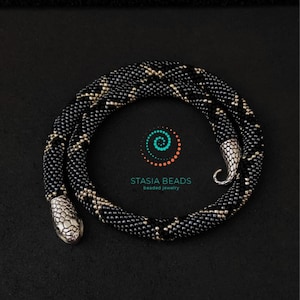 Hematite snake necklace Black snake necklace Snake choker Snake lover gift