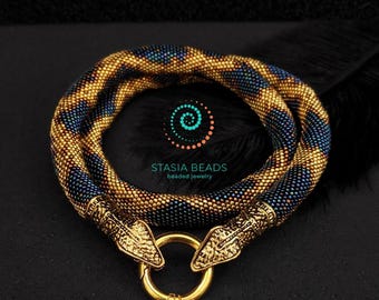 Perlen Schlange Halskette, Handgemachte Schlange Choker, Eidechse Schmuck