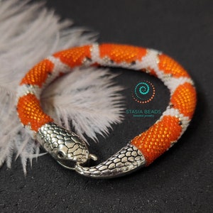 Orange snake bracelet Snake bracelet Snake bead crochet bracelet Beaded snake bracelet Serpent bracelet Snake bracelet Snake skin bracelet