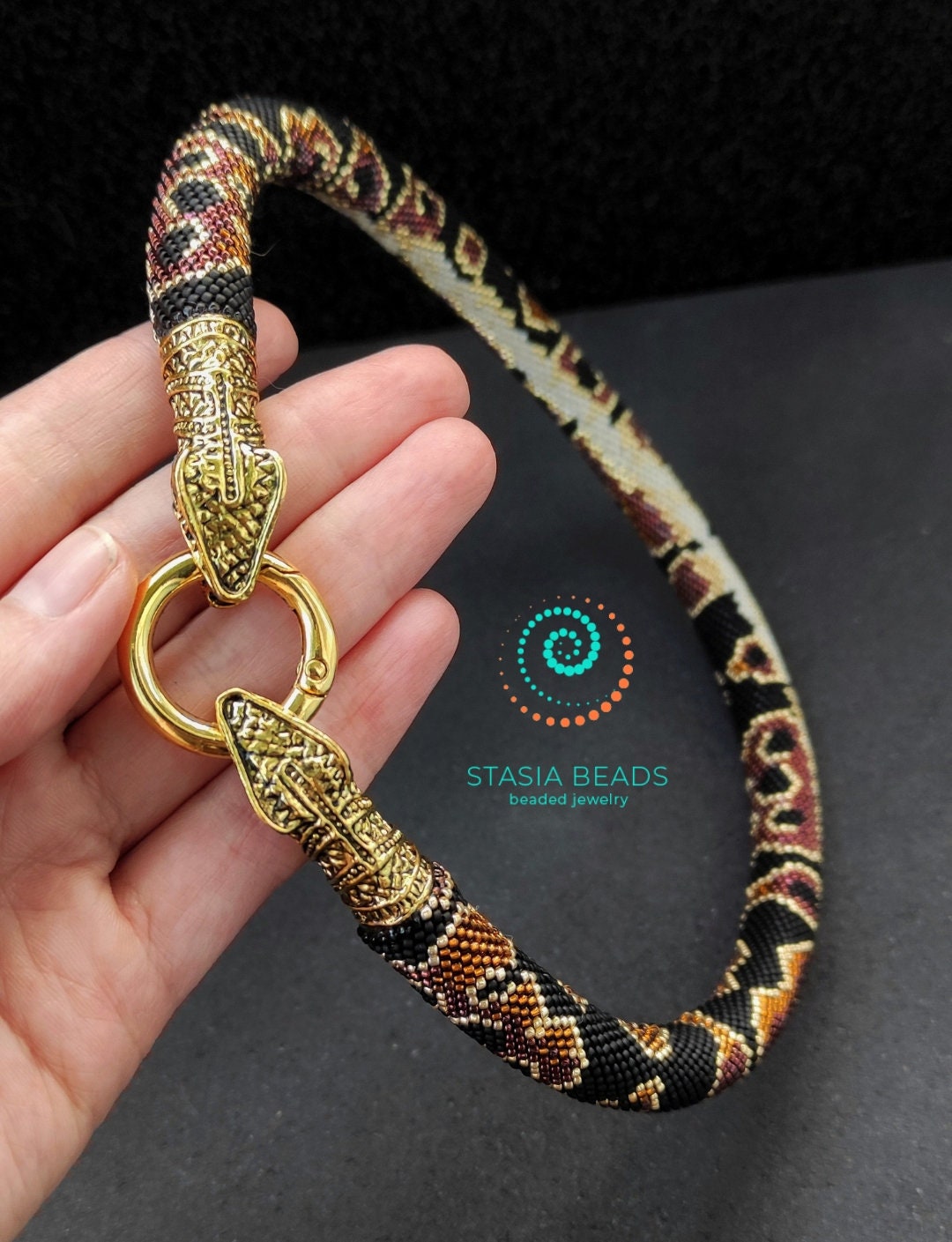 Ball Python Necklace Brown Snake Necklace Bead Snake Necklace - Etsy UK