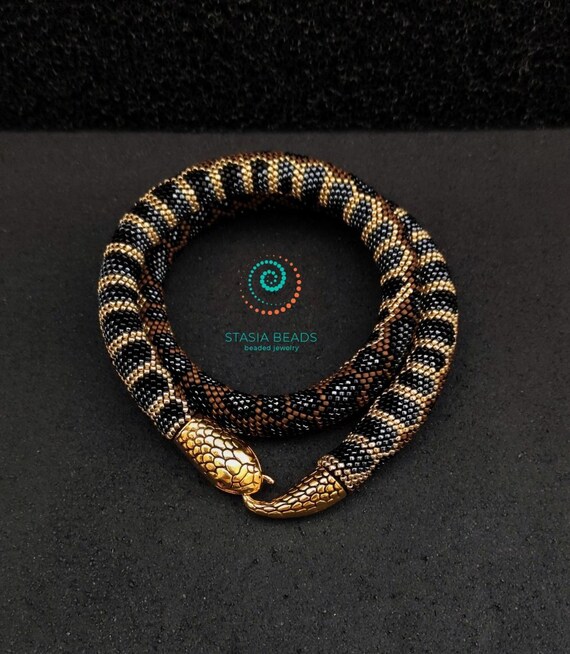Snake Necklace Black Snake Necklace Bead Snake Necklace Serpent