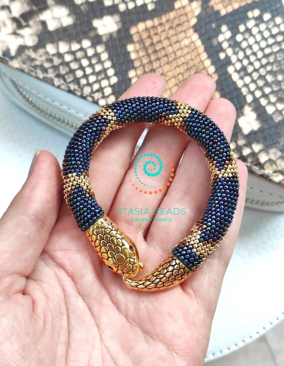 Snake Bracelet Snake Bead Crochet Bracelet Beaded Snake Etsy