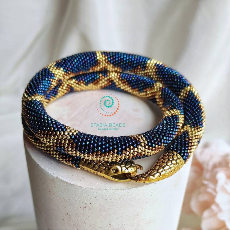 Snake necklace Snake bracelet Beaded viper necklace Serpent necklace Snake choker Snake Lovers Gift image 1