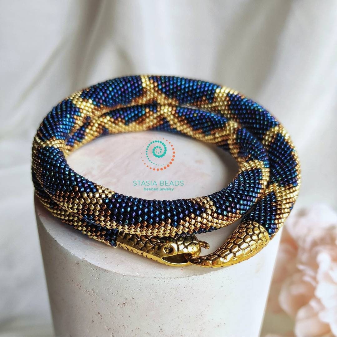 Snake Necklace Snake Bracelet Beaded Viper Necklace Serpent