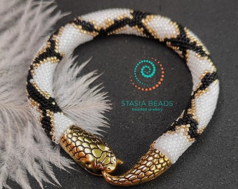 Snake bracelet, beaded serpent bracelet