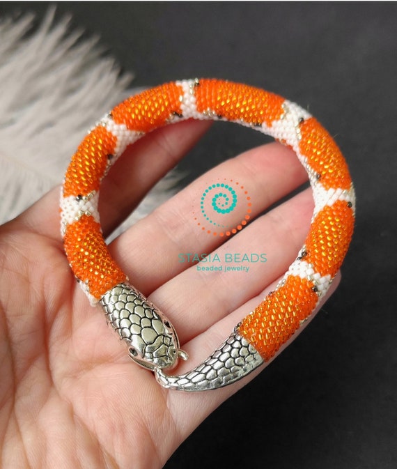 Buy Colorful Red Dominant African Snake Bead Bracelet by Kingdom Online in  India - Etsy