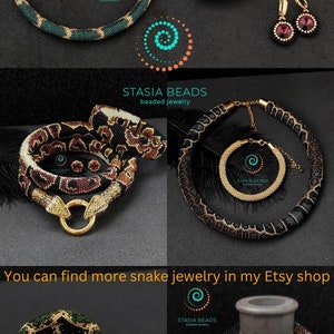 Snake necklace Snake bracelet Beaded viper necklace Serpent necklace Snake choker Snake Lovers Gift image 10