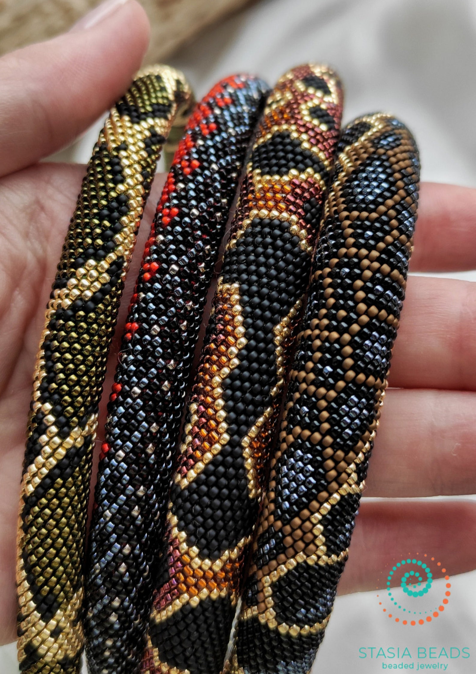 Snake necklace Beaded serpent Snake bead crochet necklace Etsy