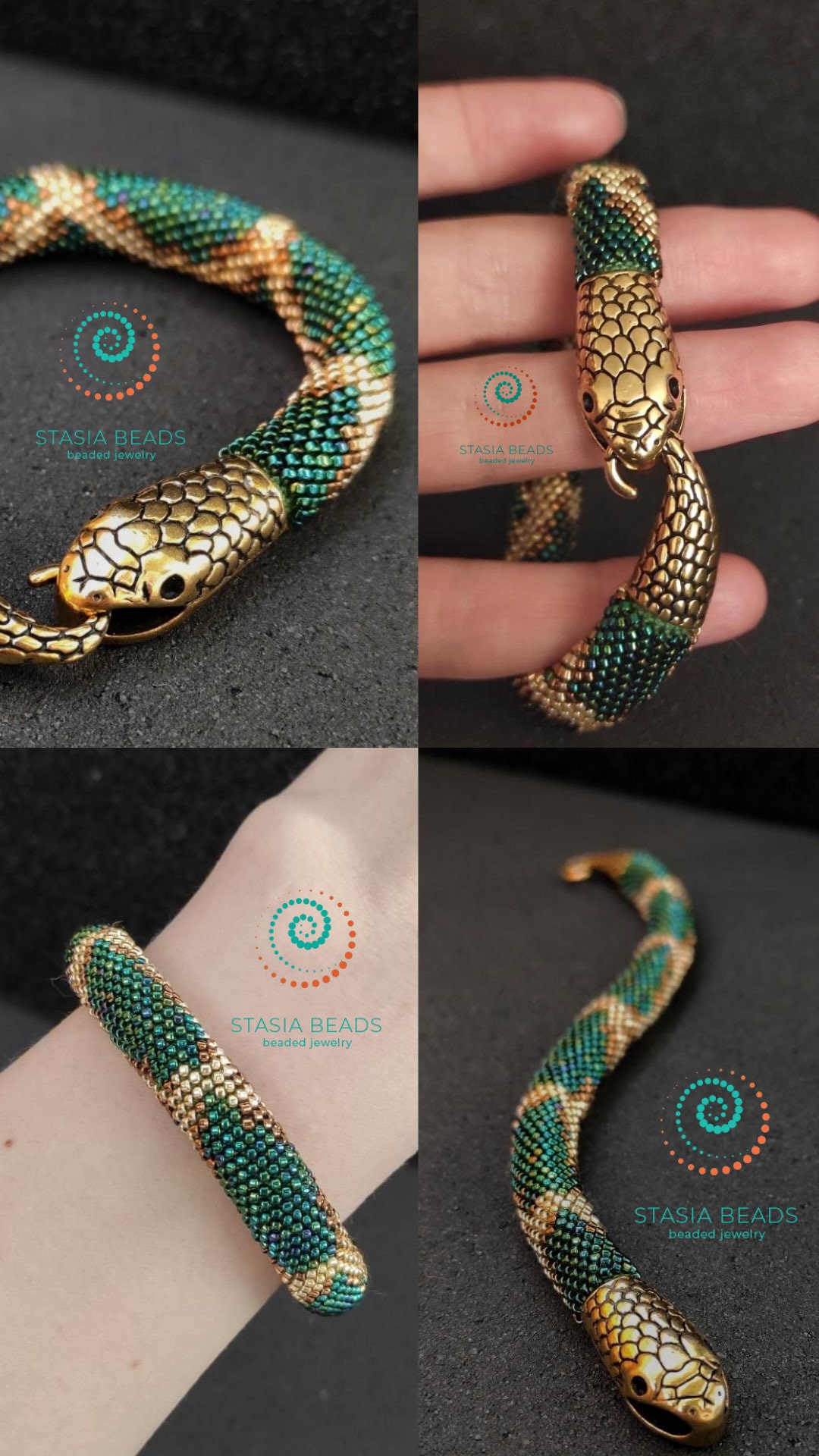 Beaded Snake Bracelet, Serpent Bracelet - Etsy