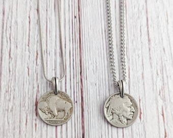 Buffalo Nickel Necklace, Indian Head Pendant, Southwestern Necklace, Western, Multiple Chain Options, Unisex Pendant, Unique Gift, Timeless