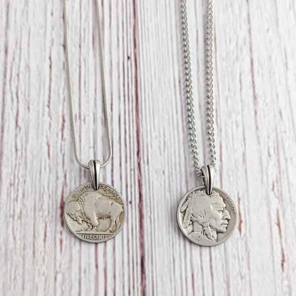Buffalo Nickel Necklace, Indian Head Pendant, Southwestern Necklace, Western, Multiple Chain Options, Unisex Pendant, Unique Gift, Timeless