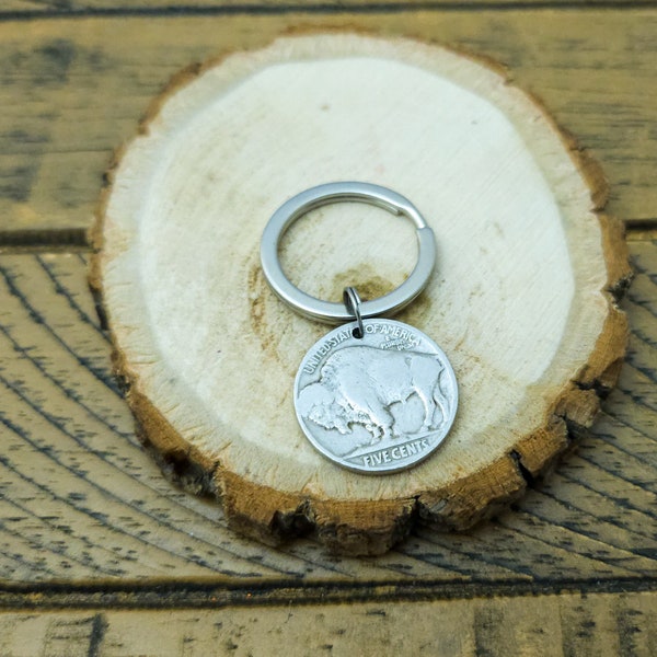 Buffalo Nickel Keychain, Indian Head Nickel Key Chain, Premium Western Style Coin Key Ring, Unisex, Southwest, Men's Unique Keychain