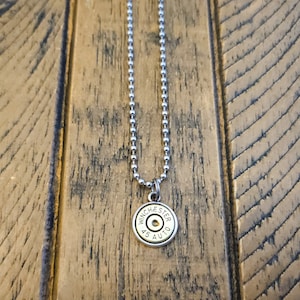 45 Bullet Necklace, Brass Ammo Pendant, Unisex Upcycled Jewelry, Bullet Jewelry, Men&#39;s Necklace, Unique Groomsmen Gift, Unique Gift