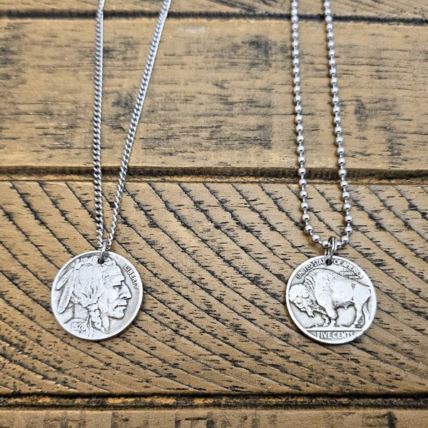 Buffalo Nickel Necklace, Indian Head Pendant, Southwestern Necklace, Western, Multiple Chain Options, Unisex Pendant, Unique Gift, Timeless