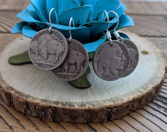 Buffalo Nickel Earrings, Indian Head Coin Earrings, Hypoallergenic, Vintage Coin Earrings, Western Style Earring, Women's Earrings