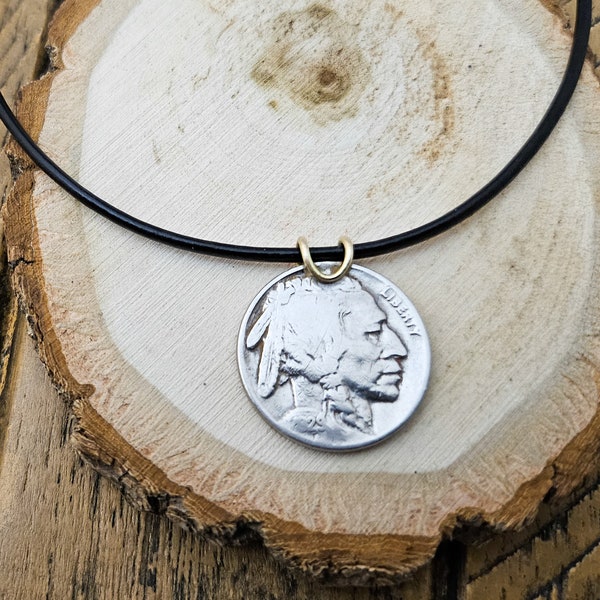 Indian Head Pendant, Buffalo Nickel Necklace, Western Necklace, Multiple Chain Options, Unisex Pendant, Antique Coin, Unique Gift, Timeless