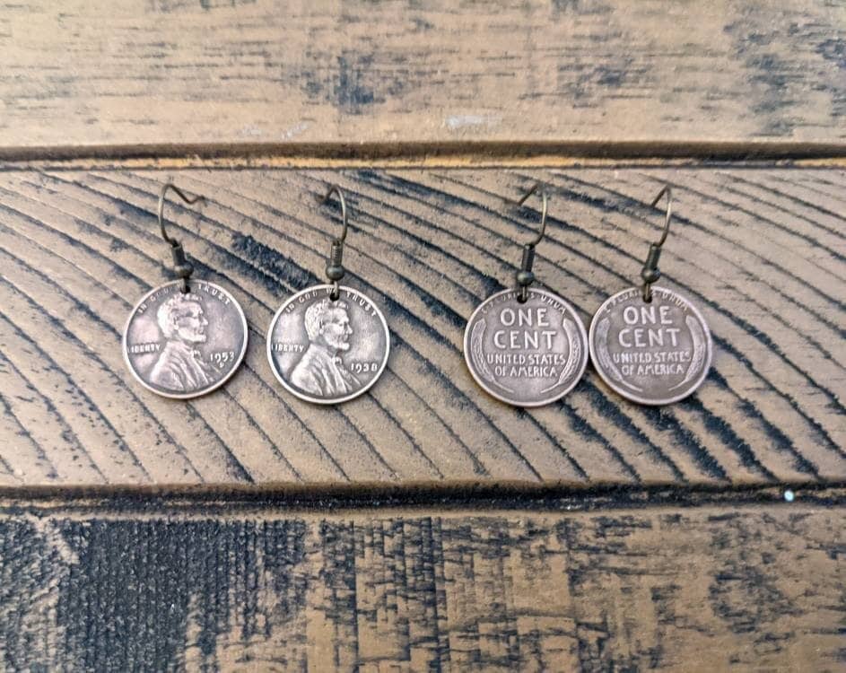 Simple Wheat Penny Earrings, Antique US Coin Earrings, Hypoallergenic Ear Wires, Women's Penny Dangle Earrings, Vintage Bridesmaids' Gift