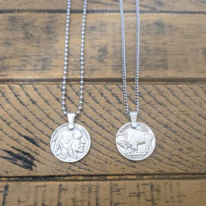 Indian Buffalo Nickel Pendant, Buffalo Coin Riveted Necklace, Unisex Jewelry, Classic Western Jewelry, Full-Year Coins, Men&#39;s Necklace
