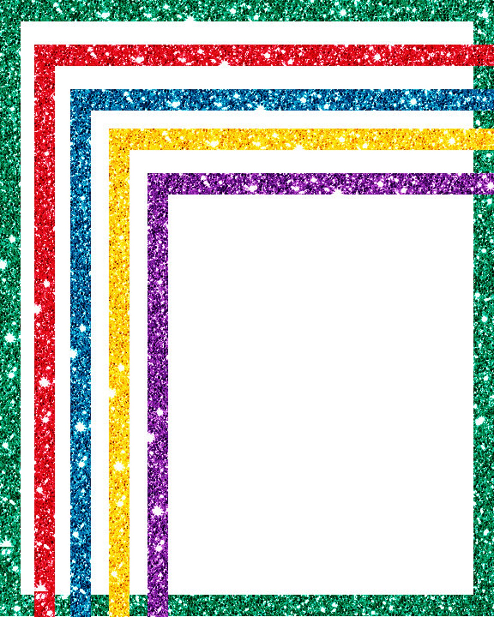 Digital Glitter Border Frame Transparent and White Background Overlay