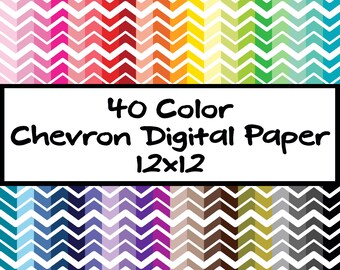 Digital Paper Pack Bundle Digital Chevron Scrapbook Paper Commercial Use Set of 40 - Instant Download