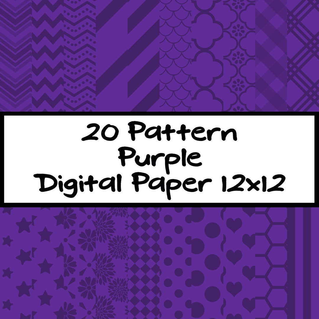 Purple 20 Pattern Digital Paper Pack Bundle Digital Scrapbook - Etsy
