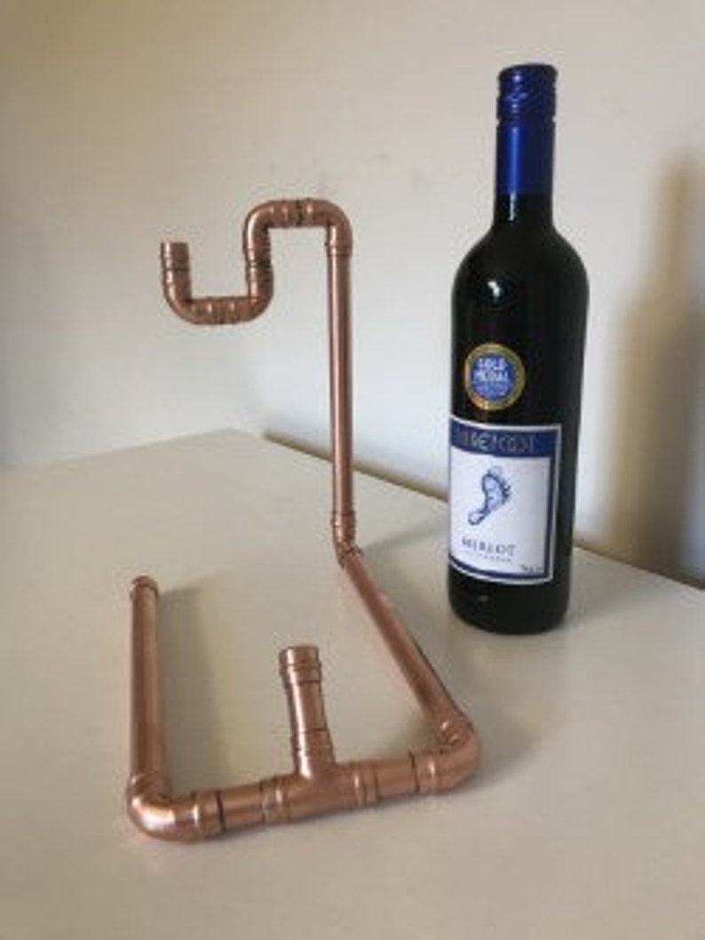 Industrial Copper Pipe Wine Bottle Holder Etsy