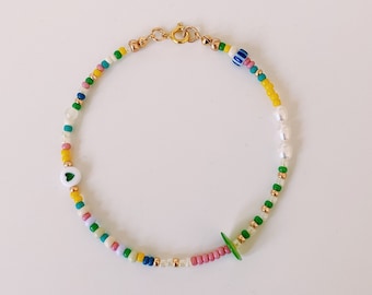 Beaded Anklet, Colorful Anklet, Pearl Bead Anklet, Boho Anklet, Beach Anklet, Assorted Beads Anklet, Multicolored Anklet Bracelet