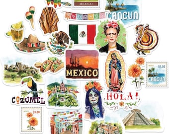Belize-Reisesticker – 28 Bunte Aquarell-Aufkleber Mit Karibik-Flair Fürs Reisetagebuch, Scrapbooking & Gepäck