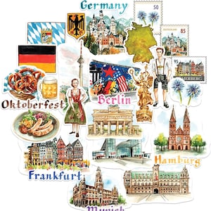 Marineblauwe pioenroos prachtige reisstickers Duitsland (29 stuks)