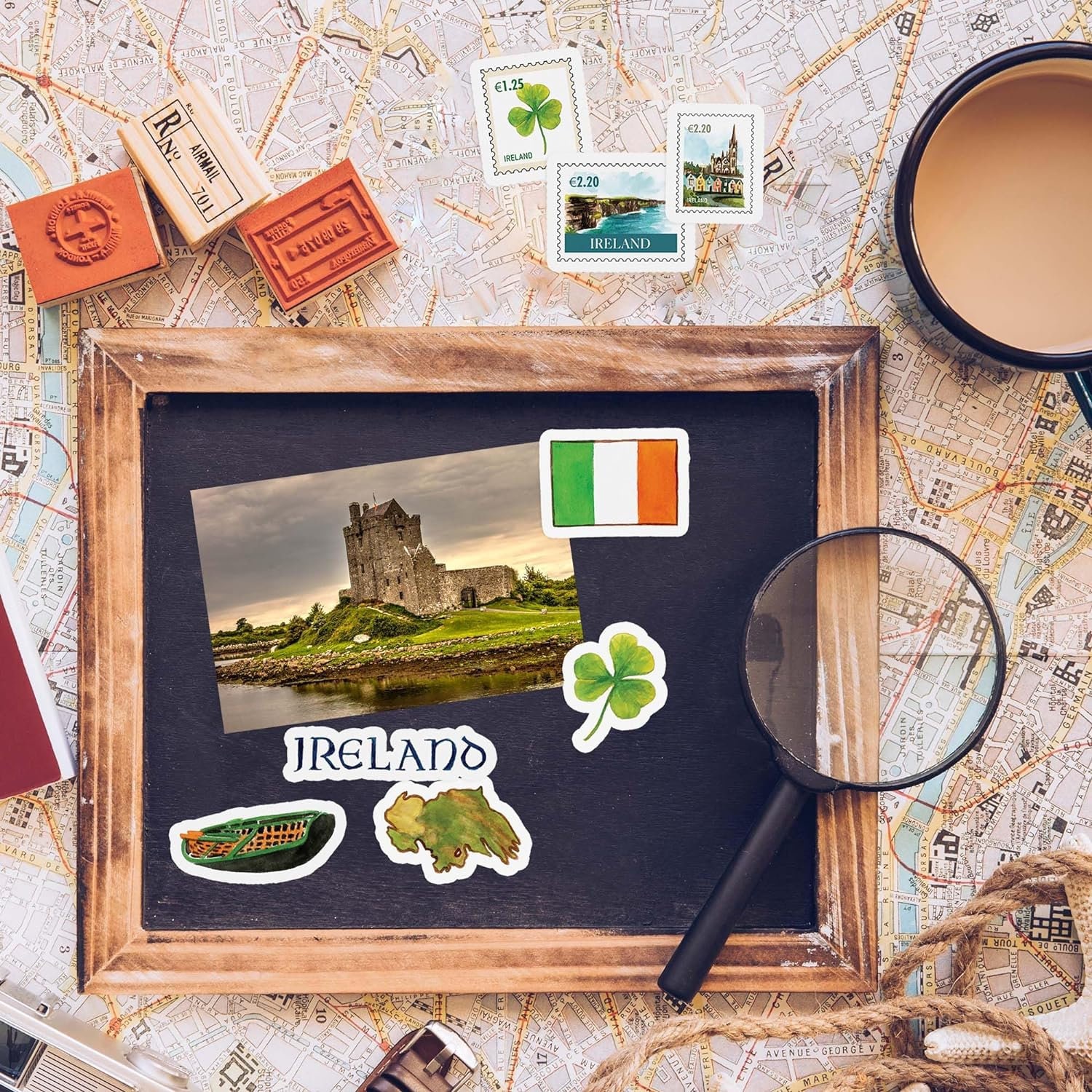 Navy Peony Emerald Ireland Travel Stickers (34pcs) - Watercolor ...