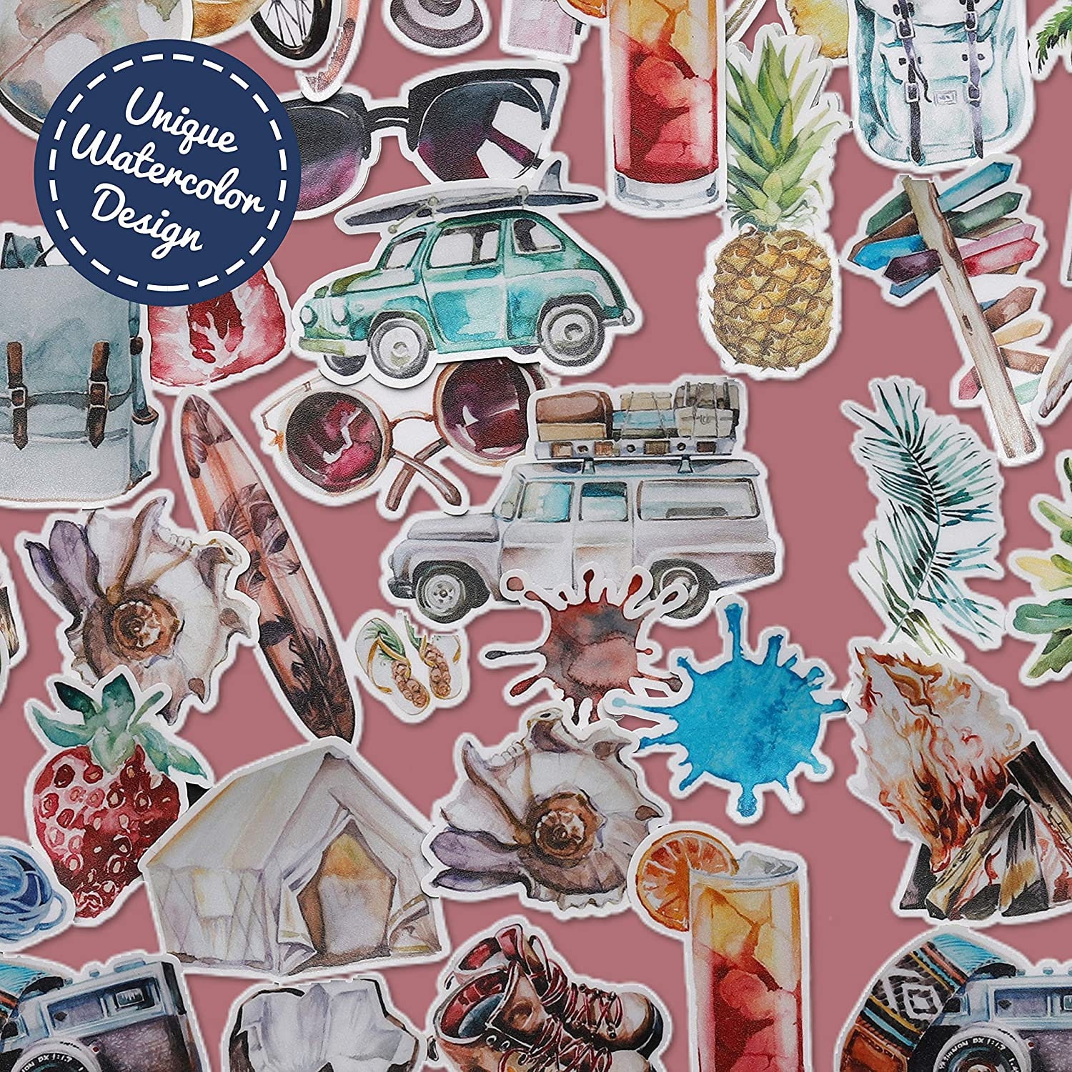 65 Adesivi Viaggio Stile Navy Peony Per Scrapbook E Diari - Ideali Per Backpacker E Amanti Dell'Avventura