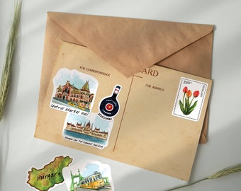 Navy Peony Adesivi da viaggio pacifici della Polonia (28 pezzi) – Sagomati, Acquerello, Adesivi per vacanze a tema polacco di Varsavia per scrapbooking, diari, borracce