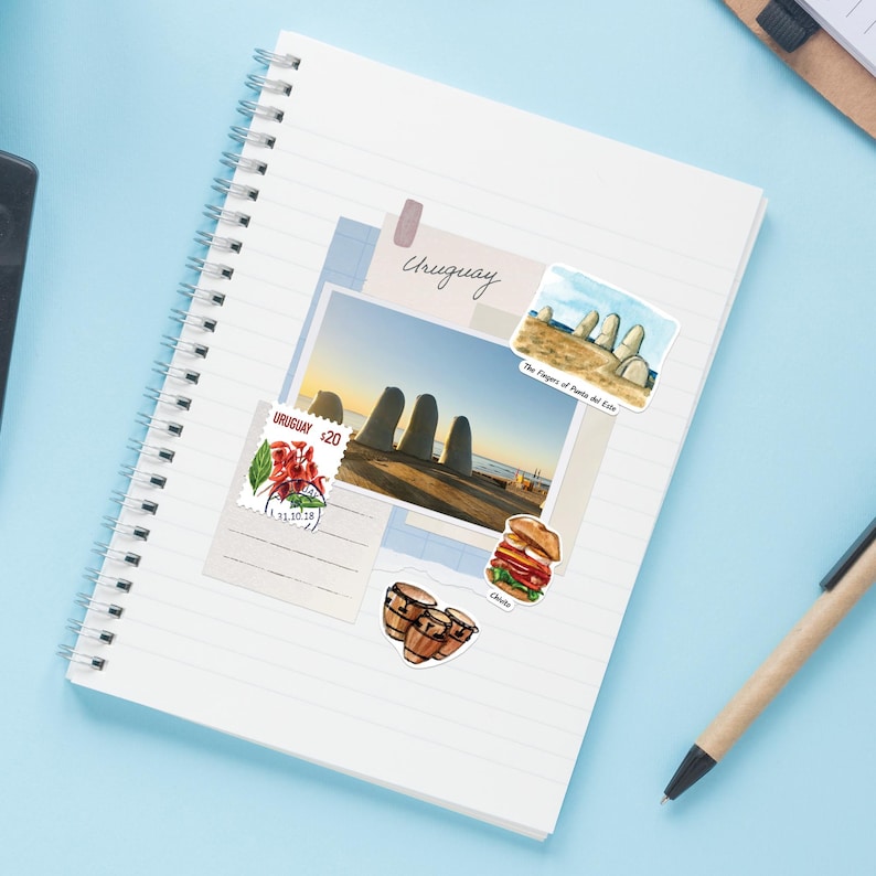 Unforgettable Sticker Unforgettable Uruguay Travel Stickers (28pcs) – Hand-drawn, Watercolor ...