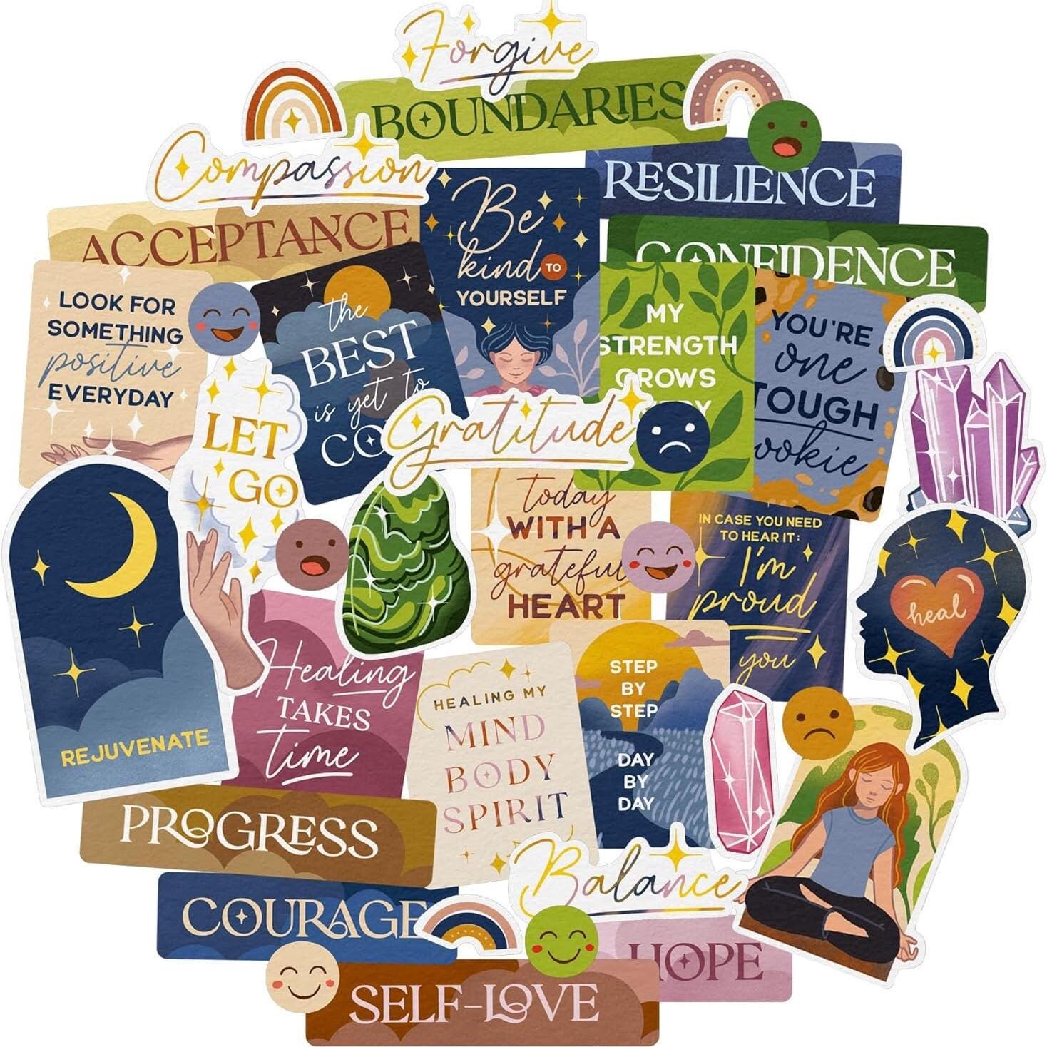 Navy Peony Healing Journey Vision Board Stickers (41 Pieces) - Self ...
