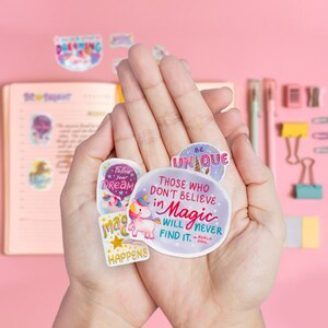Navy Peony Magical Unicorn Stickers With Motivational Quotes 31 Pieces ...